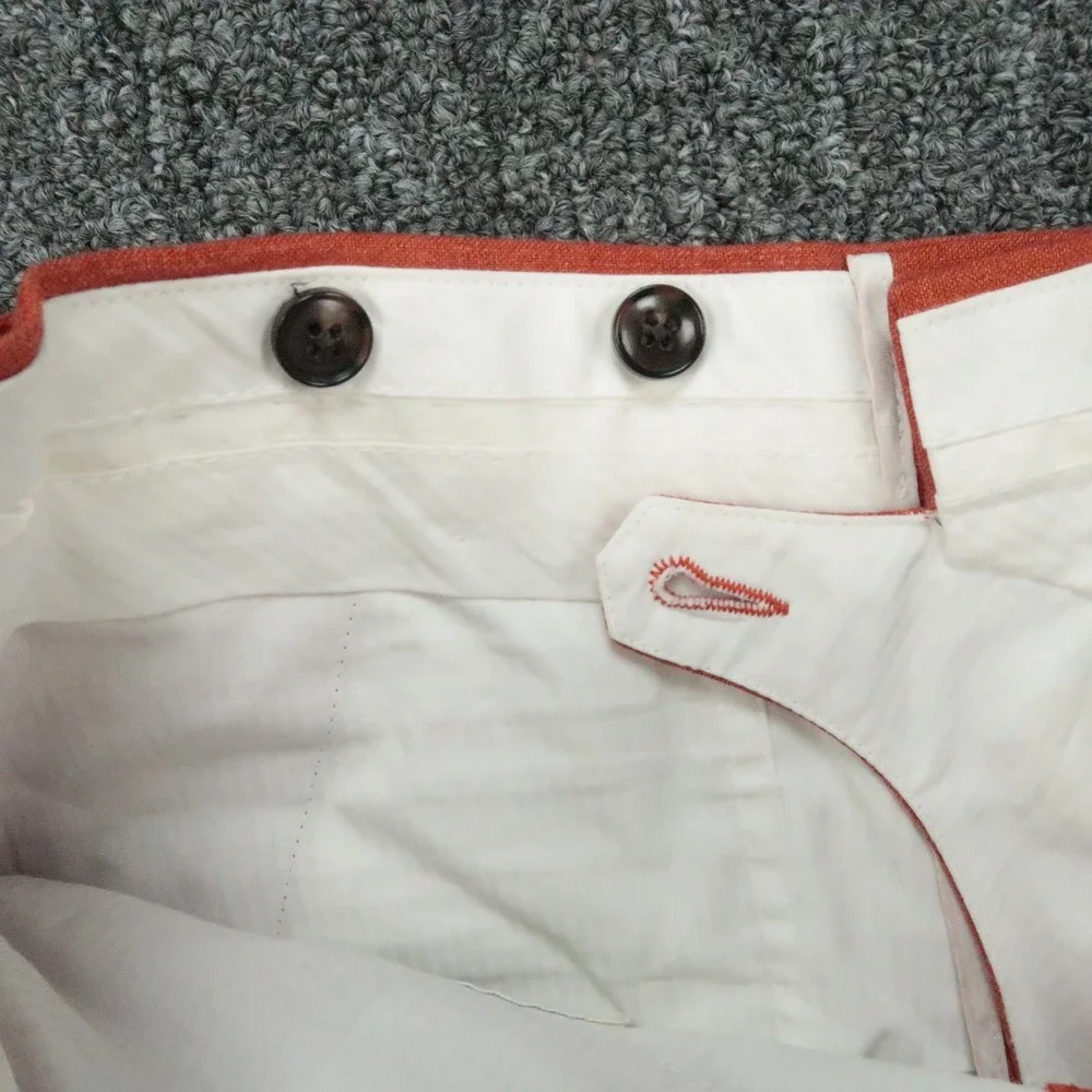Suitsupply Pants Mens 30x30 Orange Brescia Solbiati Linen Flat Front Trouser